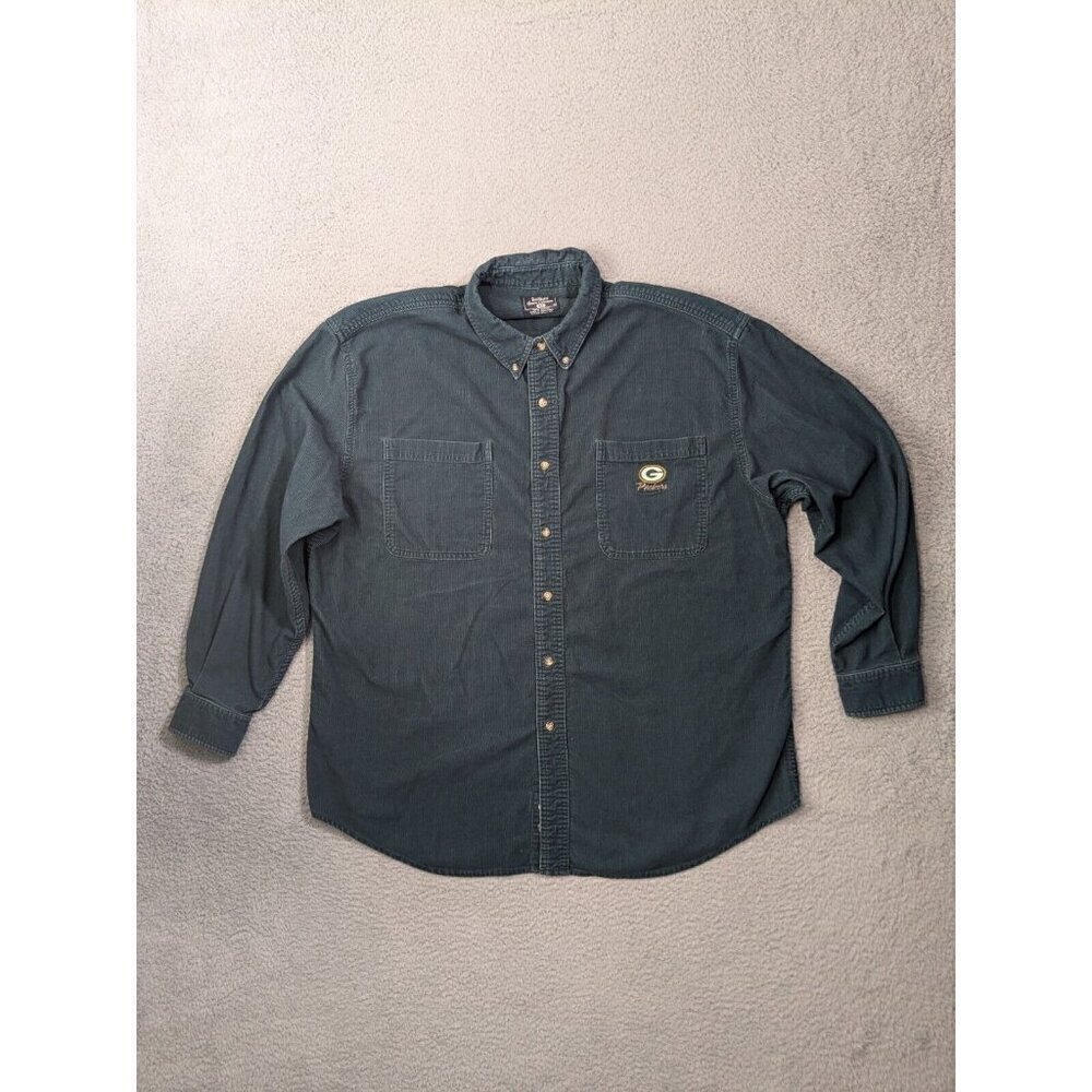 Vintage Lee Sport Green Bay Packers Shirt Mens XL Corduroy Long Sleeve Button